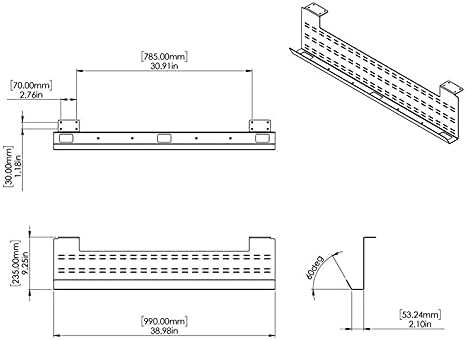 Stand Up Desk Store Under Desk Cable Management Tray Horizontal Computer Cord - Image 3