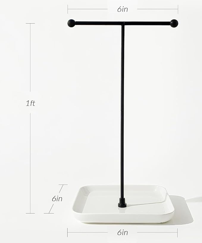 VROOMIUM Necklace Holder- Ceramic Base 1ft Height Jewelry Organizer Stand - Image 5