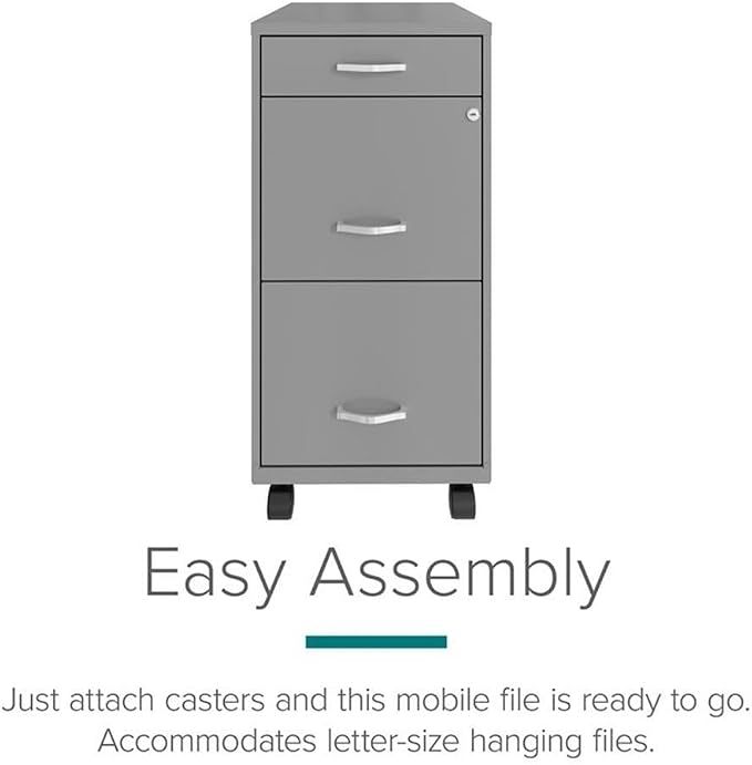 Pemberly Row 3 Drawers 29.52" Vertical Silver Metal Filing Cabinet Lockable - Image 10