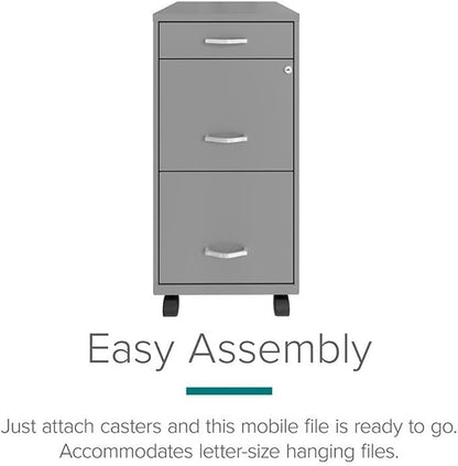 Pemberly Row 3 Drawers 29.52" Vertical Silver Metal Filing Cabinet Lockable - Image 10