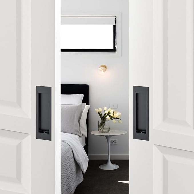 Ravinte 4 Pack Black Sliding Closet Door Handles Black Flush Pulls 8 inch - Image 8