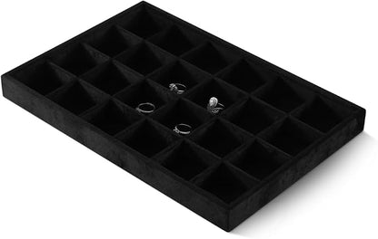 Velvet Stackable Jewelry Display Tray, 24 Grid Earring Ring Storage Tray - Image 3