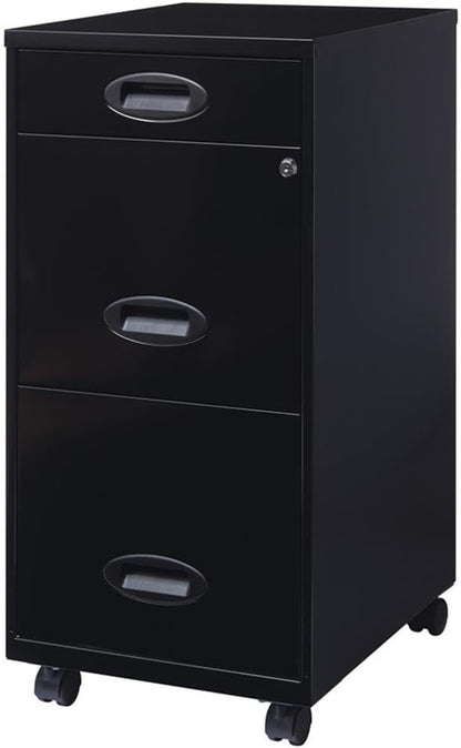 Pemberly Row 3 Drawers 29.52" Vertical Black Metal Filing Cabinet Lockable - Image 4