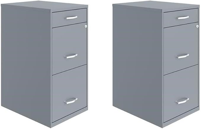 Scranton & Co Set of 2 18" D 3-Drawer Metal Filing Cabinet by Unknown
