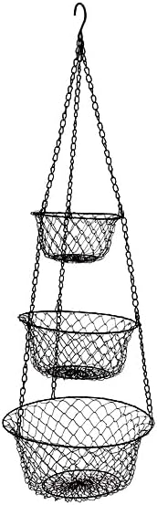 malmo 3-Tier Wire Fruit Hanging Basket, Vegetable Kitchen Storage Basket by malmohomeware