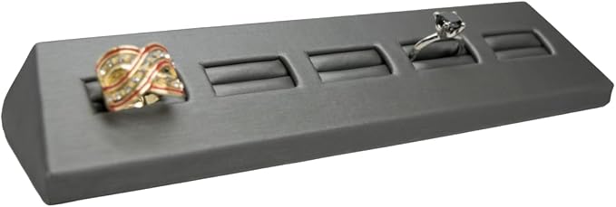 Novel Box 5-Slot Silver Leatherette Rings/Earrings/Cufflinks Holder Tray by NovelBoxCompanyLtd