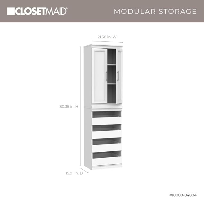 ClosetMaid Modular Storage 21.38-inch W 3-Shelf 4-Drawer Tower Wood Closet - Image 3