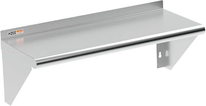 NSF Stainless Steel Wall Mounted Shelf 12 x 30 inch Heavy Duty 250 lbs Metal by HZEEMFGKitchenArt