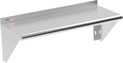 NSF Stainless Steel Wall Mounted Shelf 12 x 30 inch Heavy Duty 250 lbs Metal by HZEEMFGKitchenArt