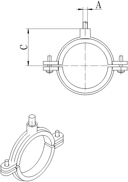 316SS Stainless Steel Split Ring Hanger Two Screw - Image 2