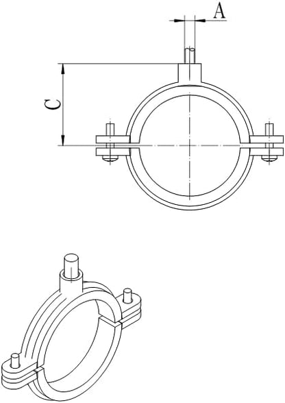 316SS Stainless Steel Split Ring Hanger Two Screw - Image 2