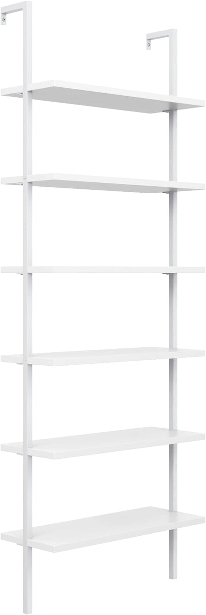 Nathan James Theo 6-Shelf Tall Modern Bookshelf, Wall Mount Ladder Shelf - Image 8