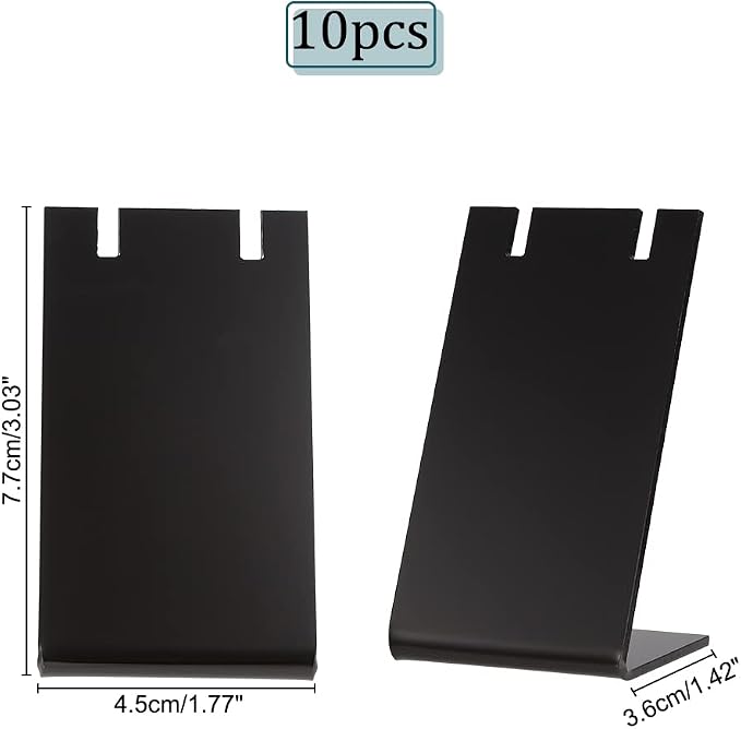 PH PandaHall 10pcs Acrylic Earring Holder Black Earring Display Stands L-shape - Image 5