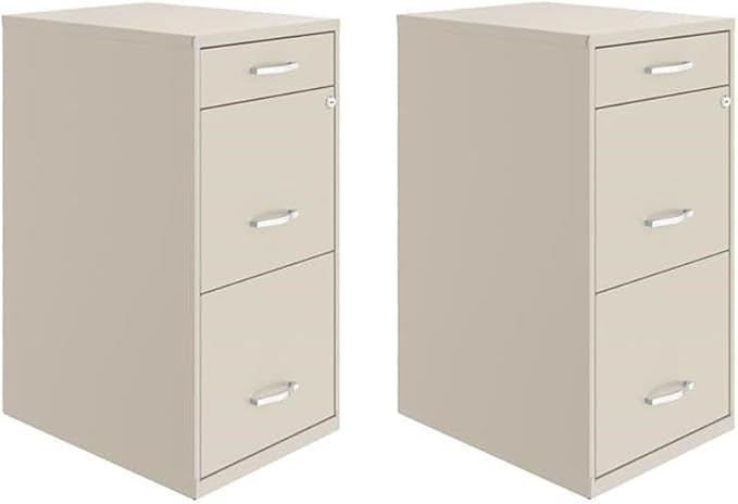 Scranton & Co Set of 2 18" D 3-Drawer Metal Filing Cabinet by Unknown