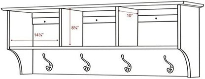 Prepac 48" Contemporary Wall Mounted Coat Rack, Coat Hooks Wall Mount - Image 4