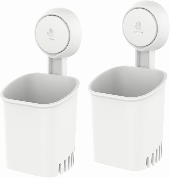 LEVERLOC Powerful Suction Toothbrush Holder, Removable Drill-Free Wall Shower by LEVERLOC
