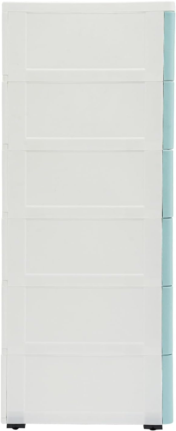 6 Drawers Plastic Storage Cabinet, Mobile Slim Utility Cart on Wheels, - Image 5