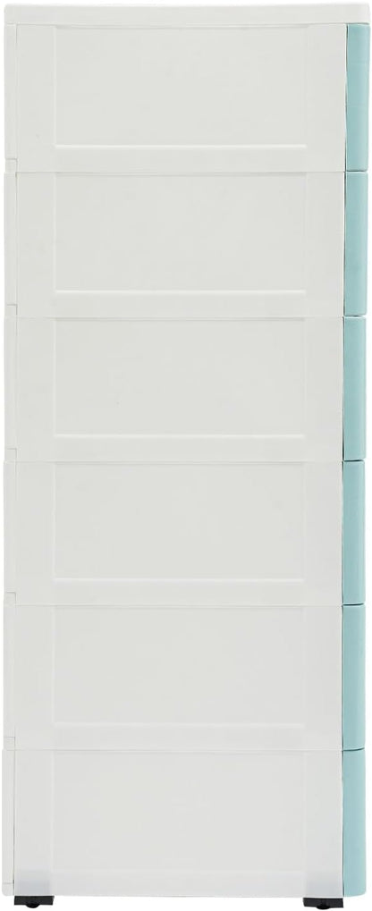 6 Drawers Plastic Storage Cabinet, Mobile Slim Utility Cart on Wheels, - Image 5