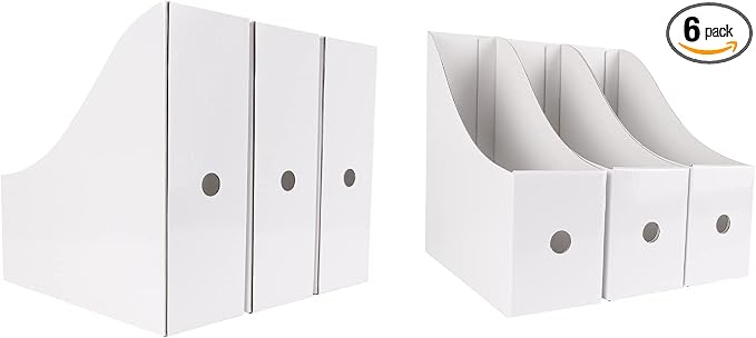 Limitliho 6 Pack White Cardboard Magazine Holder by Limitliho