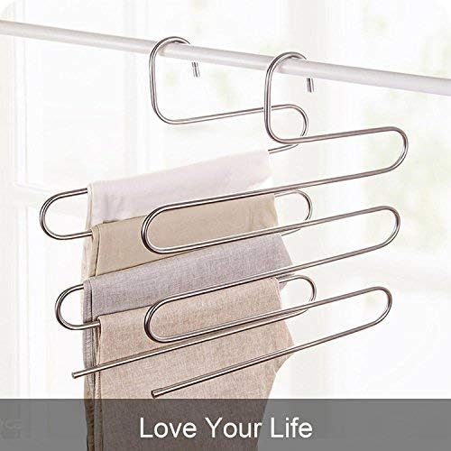 devesanter Pants Hangers Non-Slip S-Shape 4 Pack Trousers Hangers Stainless - Image 8