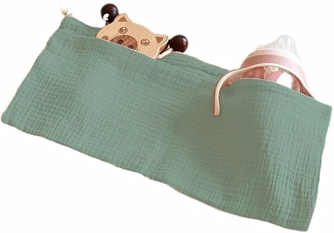 Cotton Baby Bedside Hanging Storage Bag, 2 Pockets Organizer - Image 3