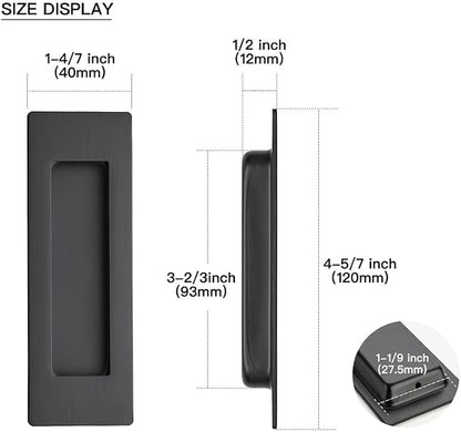 Ravinte 4 Pack Black Sliding Closet Door Handles Black Flush Pulls 4.72in - Image 3