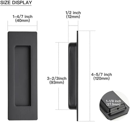 Ravinte 1 Pack Black Sliding Closet Door Handles Black Flush Pulls 4.72in - Image 3