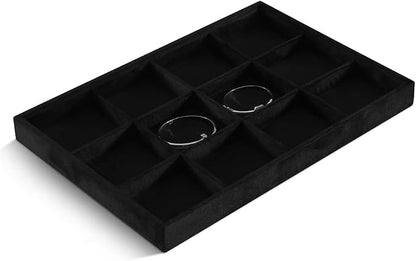 Velvet Stackable Jewelry Display Tray, 12 Grid Watch Bangle Bracelet Storage - Image 4