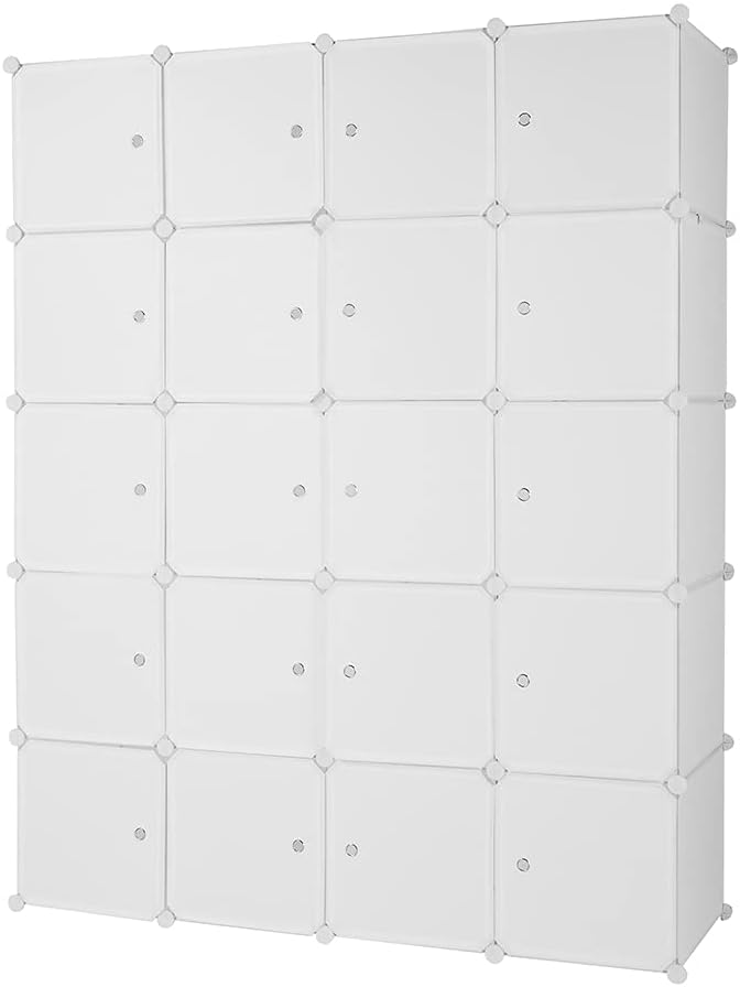 Cube Storage Organizer, 20-Cube Plastic Closet Cabinet, DIY Plastic Modular by Volowoo