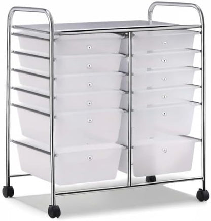 Giantex 12 Drawer Rolling Storage Cart Tools Scrapbook Paper Office School - Image 11