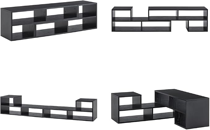 Black L-Shaped Modular Bookshelf TV Stand - Image 9