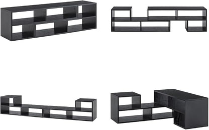 Black L-Shaped Modular Bookshelf TV Stand - Image 9