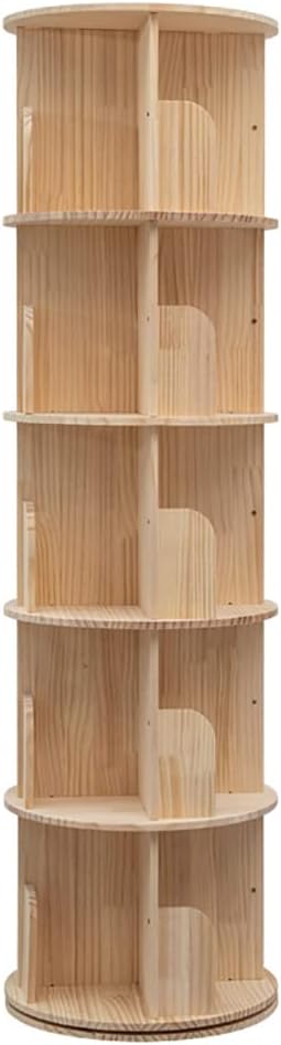 Bear Qiaqia Rotating Bookshelf, 360 Display 5 Tier Floor Standing Bookcase by BearQiaqia