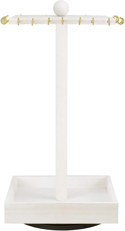 Ikee Design 2 Pcs Set Wooden Rotating Jewelry Display Stand Tower - Image 4