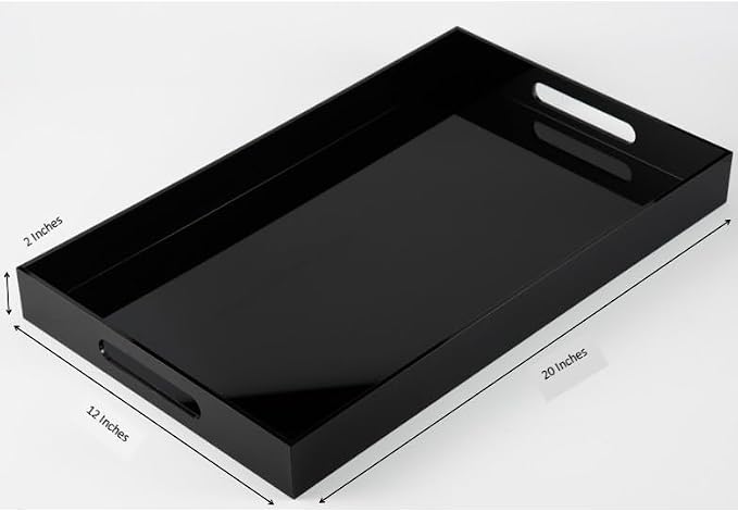 Glossy Black Sturdy Acrylic Serving Tray - Image 2