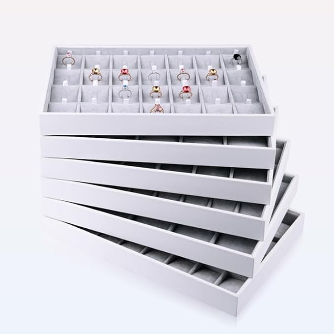 Oirlv Velvet Jewelry Organizer Trays Stackable Showcase Jewelry Display Storage - Image 7