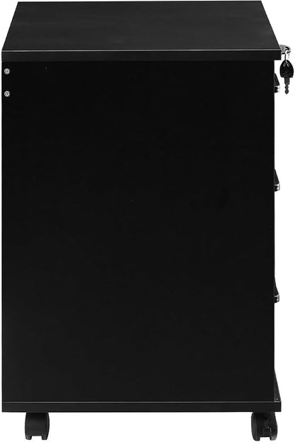 File Cabinet with Lock 3 Drawer Mobile Filing Cabinet with 360° Swivel Wheels - Image 9