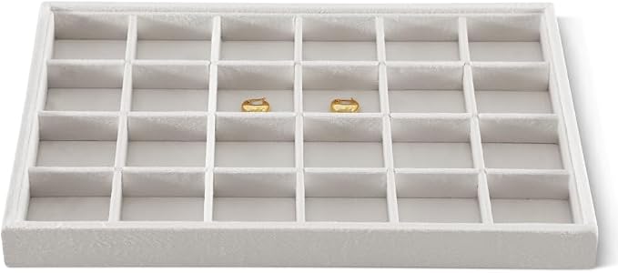 Velvet Stackable Jewelry Display Tray, 24 Grid Earring Ring Storage Tray by Dansmiy
