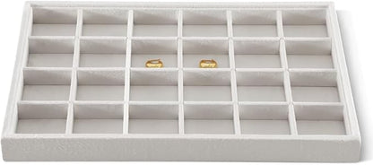 Velvet Stackable Jewelry Display Tray, 24 Grid Earring Ring Storage Tray by Dansmiy