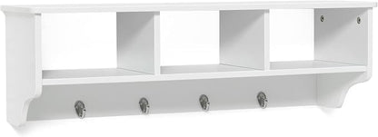 Giantex Hanging Shelf with Hooks Wall Mount Cubby Organizer with 4 Hooks and - Image 9
