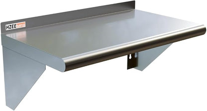 Stainless Steel Wall Mounted Shelf 14x24 Inches, 18 Gauge Commercial Shelves by HZEEMFGKitchenArt