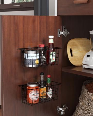 MaraFansie Hanging Kitchen Baskets Wire Storage Basket Adhesive and Screws - Image 2