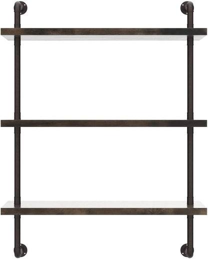 Industrial Pipe Shelf Wall Mounted, Rustic Wood Floating Shelves, 3 Tier Wall - Image 5