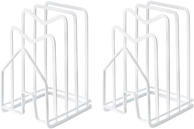 SUNFICON 2 Pack White Cutting Board Holder Rack Pot Pan Lids Holder Chopping by SUNFICON