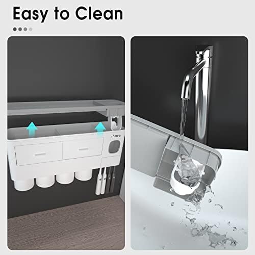 iHave Toothbrush Holders for Bathrooms, 4 Cups Toothbrush Holder Wall Mounted - Image 8