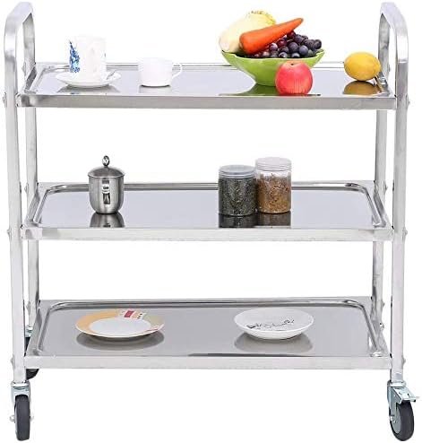 tonchean Stainless Steel Utility Cart 400 lbs Capacity 3 Tier Restaurant Carts - Image 8