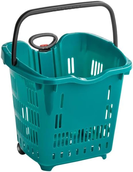 Rolling Shopping Basket, 21.25x16.5 Inch, 45 lb Capacity, Telescopic Handle by Glownary