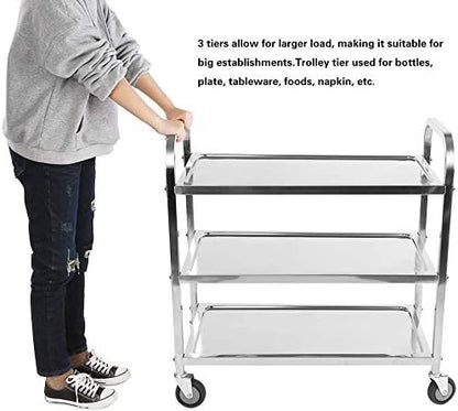 tonchean Stainless Steel Utility Cart 400 lbs Capacity 3 Tier Restaurant Carts - Image 5