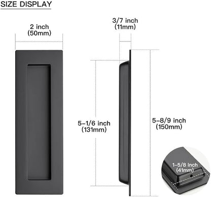 Ravinte 4 Pack Black Sliding Closet Door Handles Black Flush Pulls 5.9in Length - Image 3