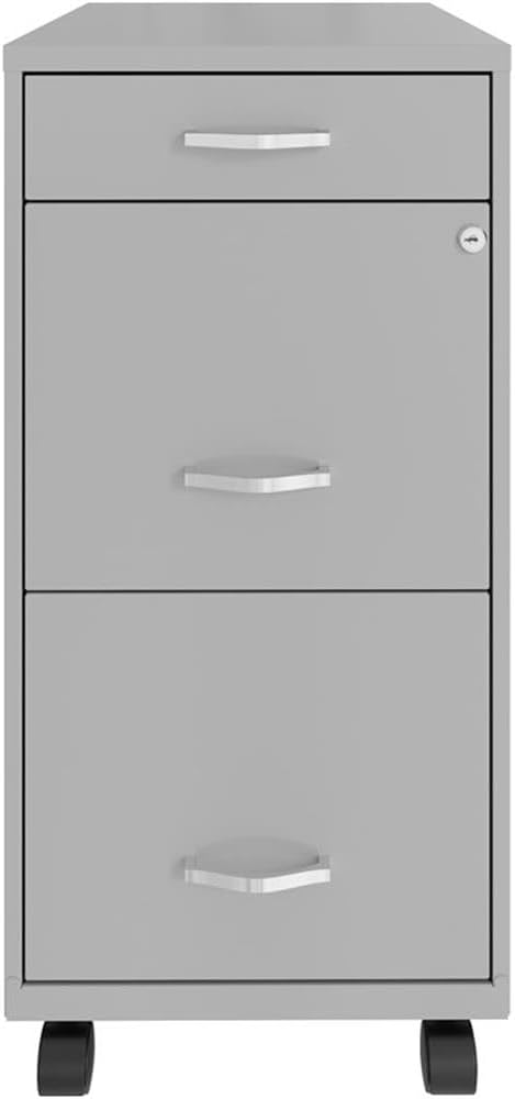 Pemberly Row 3 Drawers 29.52" Vertical Silver Metal Filing Cabinet Lockable by PEMBERLYROW